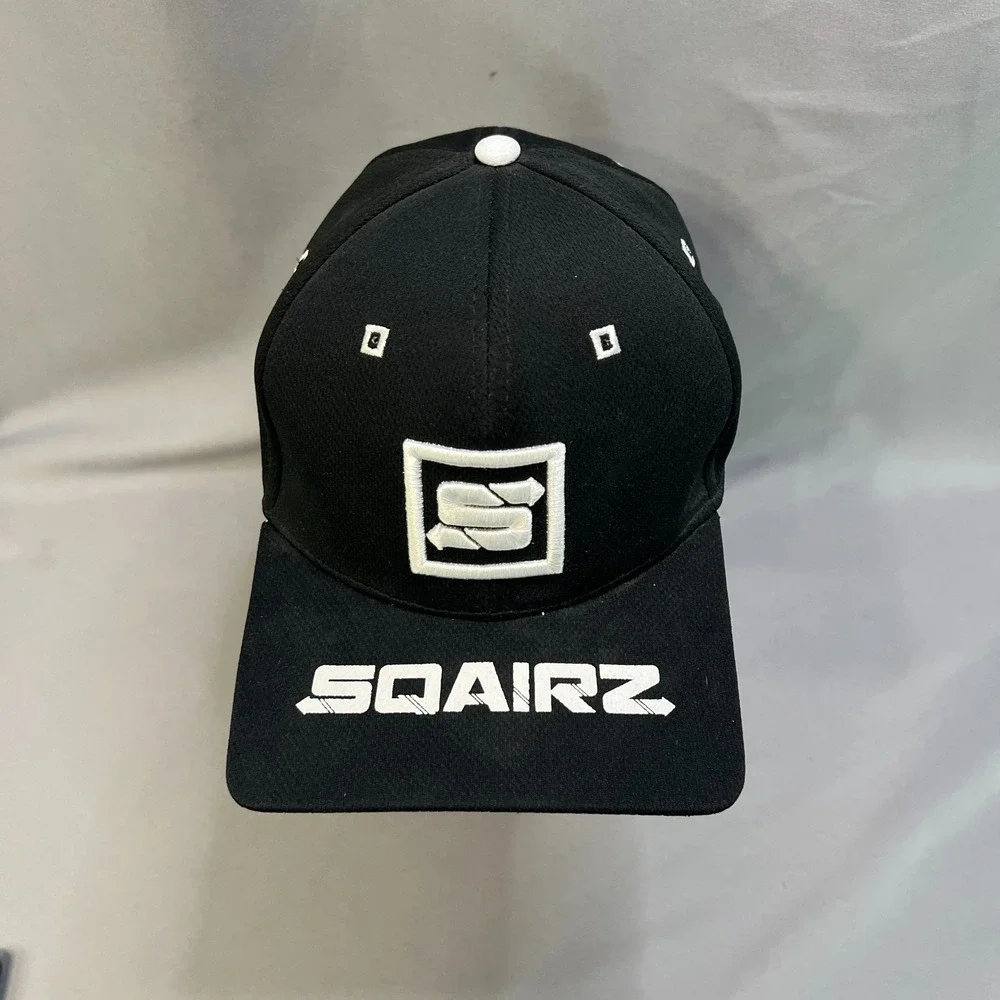 SQAIRZ Golf Cap Men OSFM Black Performance Mesh Adjustable Strapback Embroidered